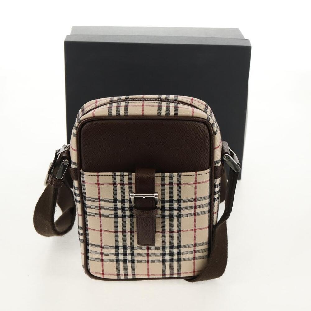 BURBERRY Nova Check Shoulder Bag Canvas Beige Silver Auth am9514V - Picture 12 of 16